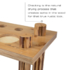 Wooden pool stick holder and billiard cue rack with rustic look.