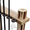 Fishing rod corner rack with soft clips and adjustable taper design.