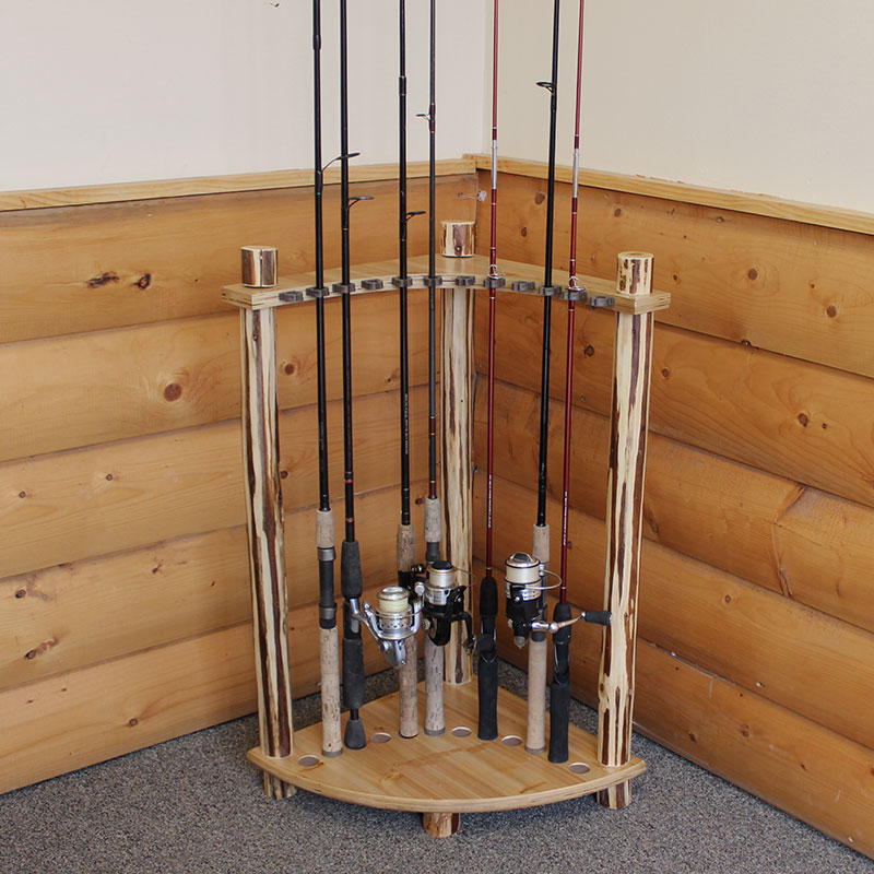 Rush Creek Creations 12-Fishing Rod Corner Storage Rack with Adjustable  Soft Rod Clips, Space-Saving Fishing Pole Holder with 12 Rod Capacity,  Rustic Pine - Rush Creek Creations