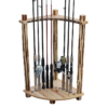 Wooden corner fishing rod rack with 12 rods storage.