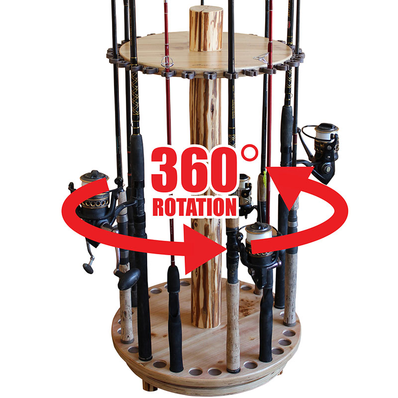Rush Creek Creations Round Spinning 30 Fishing Rod Rack Easy Assembly  360-Degree Rotation 37-0030 - The Home Depot