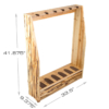 Wooden gun rack with 6 slots on a clean white background, with dimensions displayed.