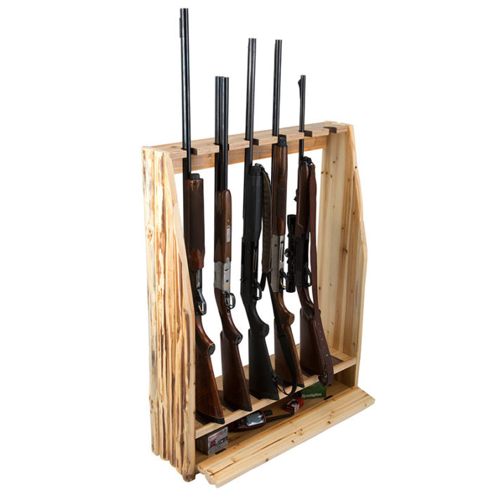 Rush Creek Creations 6-Gun Freestanding Indoor Wood Storage Rack for ...