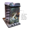 383009B_sm Fishing pole holder for 14 rods with tackle storage and design bass laminate with color graphic.