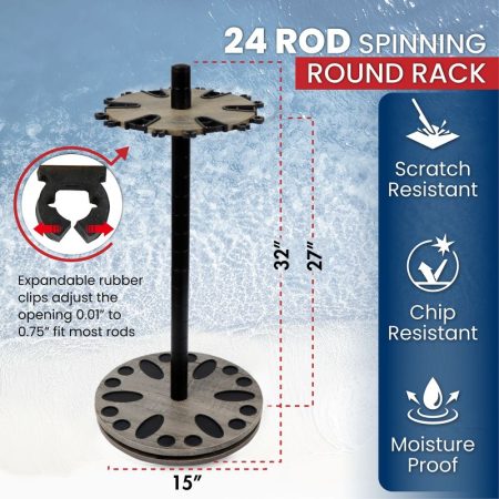 Reel Rack Rotating Rotating Fishing Rod Rack 24 Rod | Rush Creek Creations