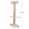 Crossbow and arrow wall rack with wooden frame and measurement details.