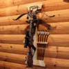 Wall-mounted wooden crossbow rack with 10-arrow storage for secure, space-saving display.