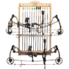 REALTREE 2-Crossbow 10 Arrow Wood Storage Rack 39-4003 Wooden crossbow rack with mounted arrow storage and two camo crossbows on display.