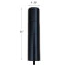 extpostA_sm Cylindrical black extension rod with screw end and measurement details.