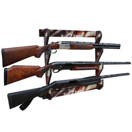 Rush Creek Creations Indoor 3 Rifle/Shotgun Wall Storage Display Rack Americana Finish - Convenient Easy Assembly