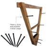 Wooden archery rack with built-in storage for up to 12 arrows.