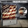 Protective padded grooves for safe and secure american flag design gun wall storage.