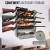 Wooden gun wall rack stored 4 gun along with patriotic flag background magneti strip.
