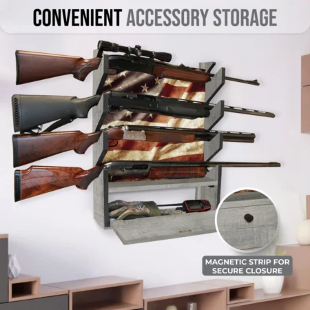 4-Gun Wall Rack Storage For Display | Rush Creek Creations
