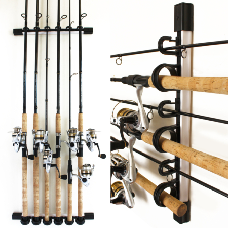 Fishing Rod/Pole Rack Holder Storage Organzier Display Hooks Hanger Wall or  Ceiling Mounted Metal Holds up to 16 Rods Racks Vertically Horizontally for  Garage Cabin and Basement Porch Ease of Use 