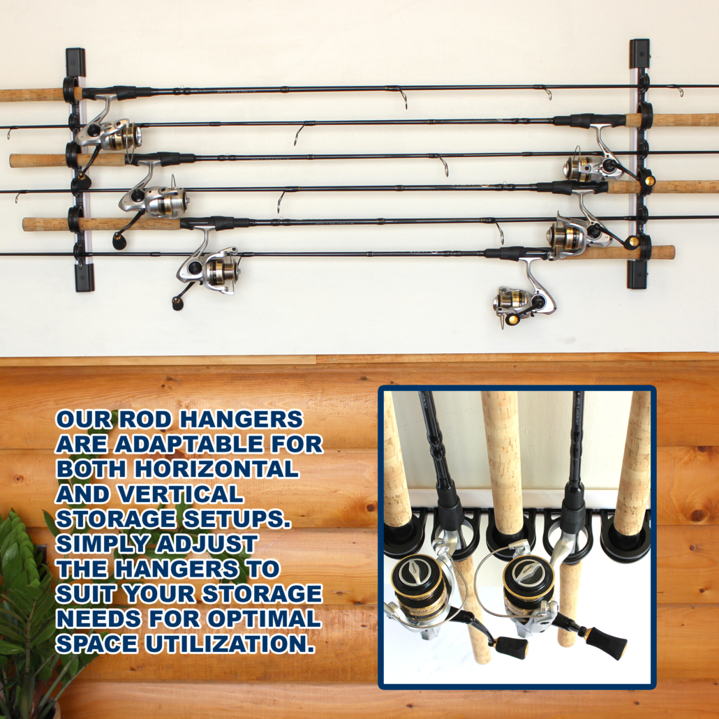 Horizontal Rod Rack for Fishing Rod Wall Rack Storage-Ultra Sturdy Strong  Weatherproof Holds 6 Rods- Space Saving for Fishing Rods，Hiking Poles, Ski  Poles, Hockey Sticks and Cue : : Sports & Outdoors