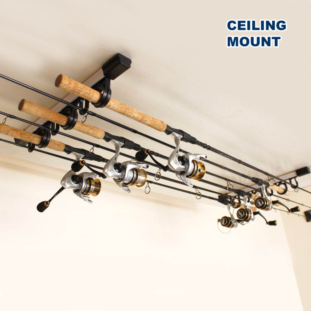 AUXPhome Fishing Rod Wall Storage Rack, Fishing Pole Holder Wall Mount Fishing Rods Storage Organizer for Garage & Cabin & Basement - Holds Up to 5
