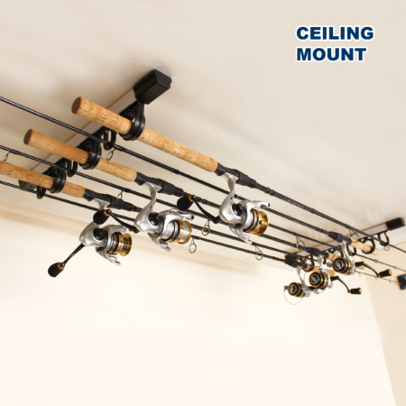 Rush Creek Creations 6-Rod Wall or Ceiling Fishing Rod Storage Rack, Vertical or Horizontal Fishing Rod Holder with 6 Rod Capacity, Black Rush Creek Creations 6-Rod Wall or Ceiling Fishing Rod Storage Rack, Vertical or Horizontal Fishing Rod Holder with 6 Rod Capacity, Black