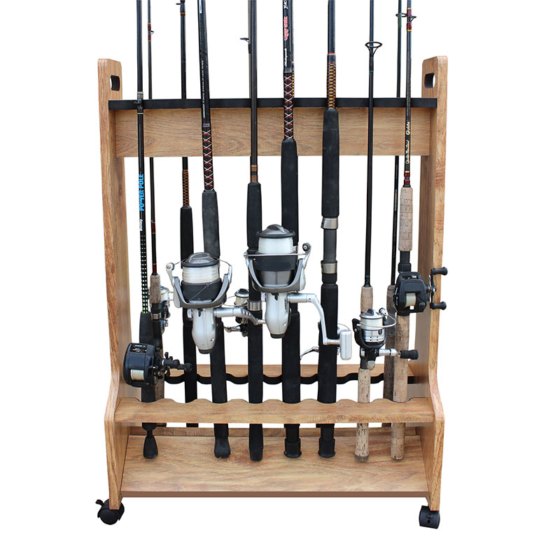 Rush Creek Creations 16-Rod Double-Sided Rolling Fishing Rod Storage Rack,  Rolling Fishing Rod Holder with 16 Rod Holders, American Cherry - Rush  Creek Creations