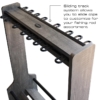 Fishing rod rack with storage for up to 16 rods, natural driftwood finish with sliding track system