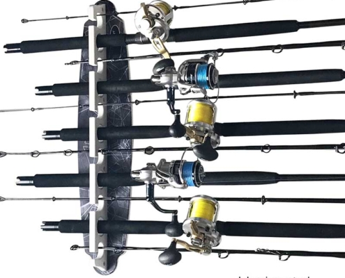 Reel Salty 11-Rod Offshore/Inshore Waterproof Fishing Pole Holders,  Marine-Grade Saltwater Fishing Rod Wall Rack or Ceiling Mount, Gray - Rush  Creek Creations