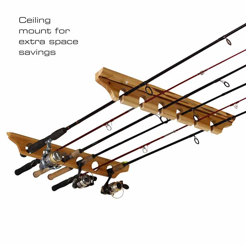 Rush Creek Creations 6-Rod Fishing Pole Holder Wall Rack, Ceiling