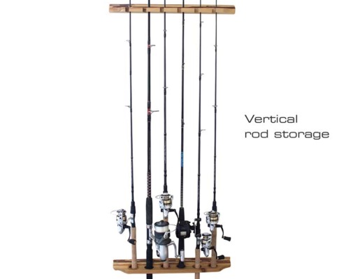 Aurora Trade Vertical Fishing Rod Holder Wall Mounted Fishing Rod Rack, Compact Wall Rod Rack for Home, Store Up to 10 Rods, Great Fishing Pole Holder