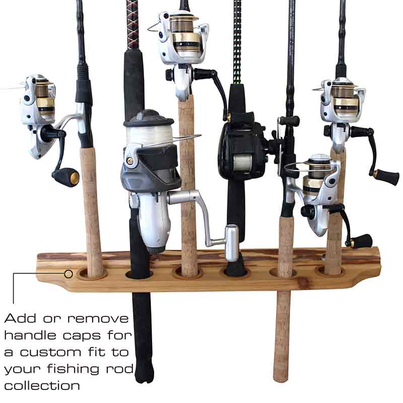Rush Creek Creations  Exclusive 6 Rod Fishing Holder Two Pack -  Horizontal Wall or Ceiling Mounted Rod Storage, Black,40-0013