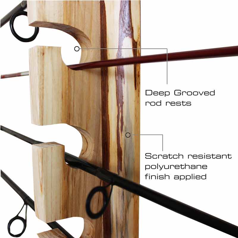 Aurora Trade Vertical Fishing Rod Holder Wall Mounted Fishing Rod Rack, Compact Wall Rod Rack for Home, Store Up to 10 Rods, Great Fishing Pole Holder