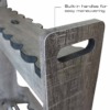 Double-sided rolling rack with built-in handles for easy maneuvering.