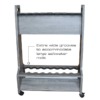 16-rod rack with extra-wide grooves designed for saltwater rods.