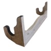 Single gun wall rack with curved wood base shown back side.