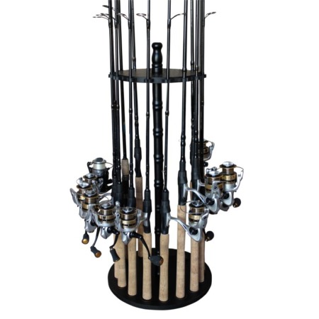 16 FISHING ROD ROUND RACK WITH WOOD POST