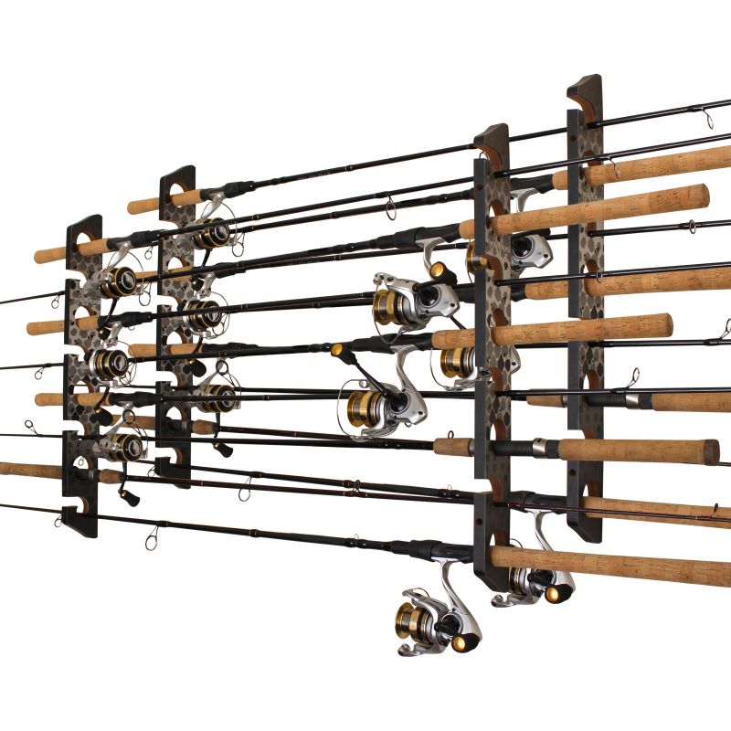 Rush Creek Creations 8-Rod Fishing Pole Wall Rack Twin Pack, Ceiling Mount  for Fishing Poles, Fishing Rod Storage Rack, Gray - Rush Creek Creations