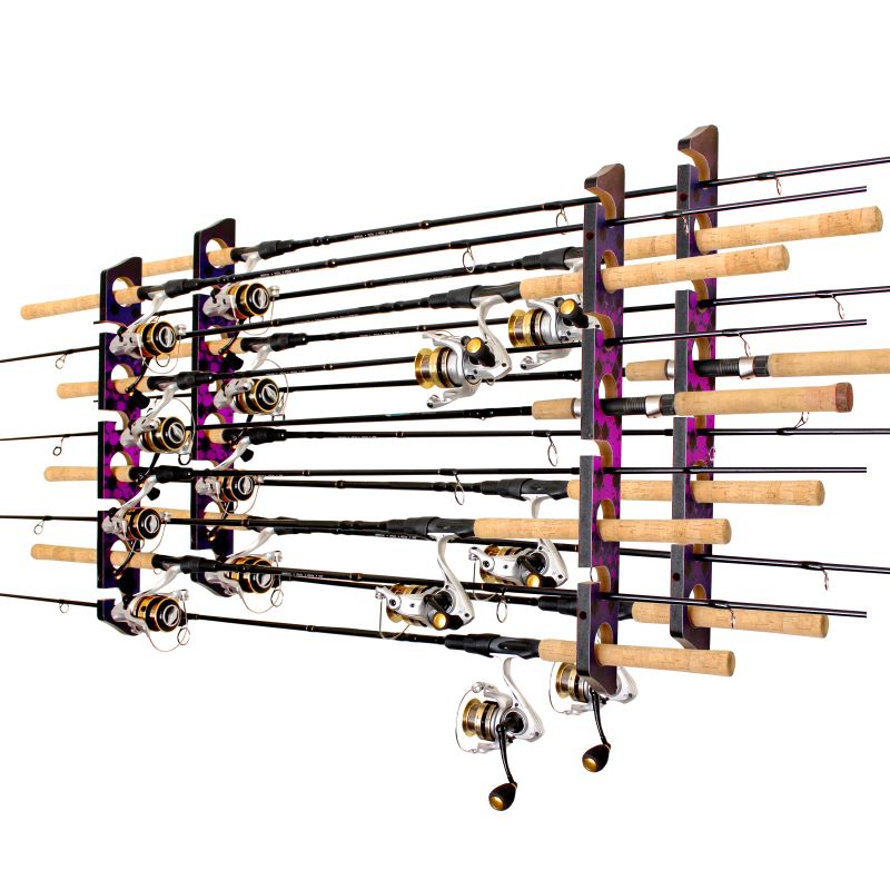 Rush Creek Creations 8-Rod Fishing Pole Wall Rack Twin Pack, Ceiling Mount  for Fishing Poles, Fishing Rod Storage Rack, Pink/Black - Rush Creek  Creations