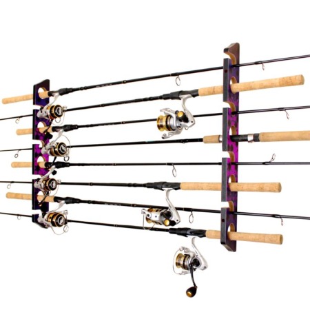 RUSH CREEK CREATIONS FISHING ROD HOLDERS FOR GARAGE, FISHING POLE RACK,  FLOOR STAND HOLDS UP TO 16 RODS, FISHING GEAR EQUIPMENT STORAGE ORGANIZER,  FISHING GIFTS FOR MEN - Rush Creek Creations