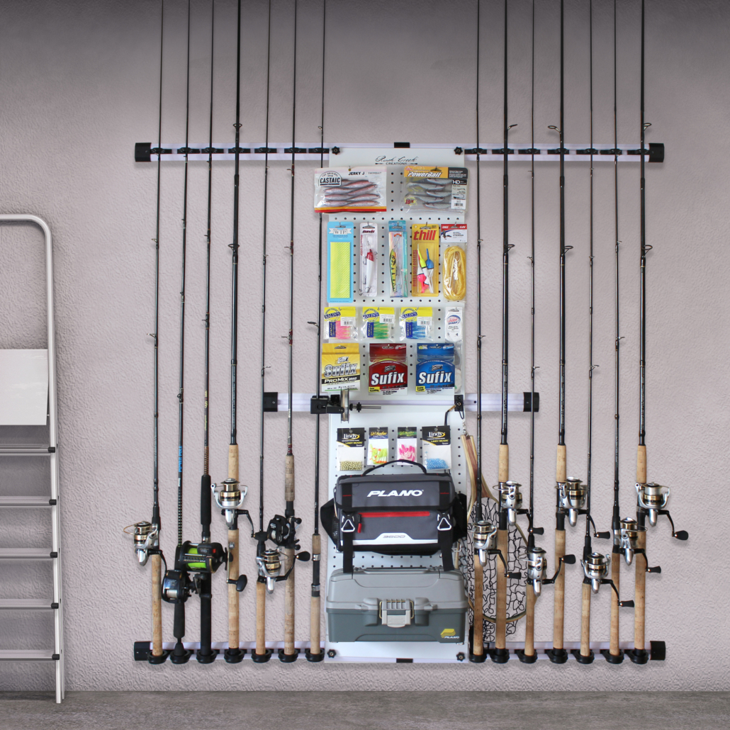 Fishing Rod Holder Wall Mounted Wood Fishing Pole Storage Rack for