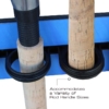 602003E Two plastic rod clips on a panel with blue shark fish artwork.