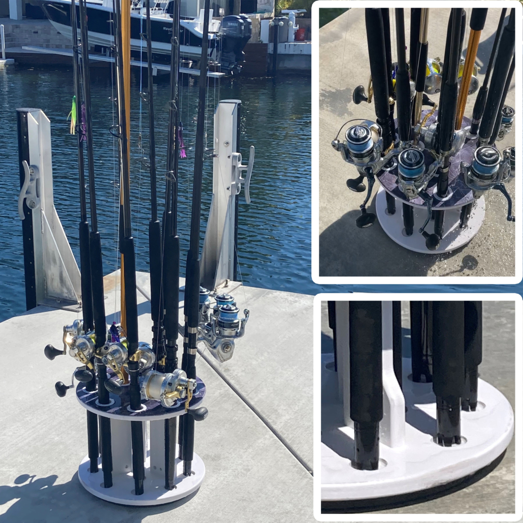 Reel Salty Round Fishing Spinning Rod Holder – Fishing Rod Rack Holds 12  Saltwater or Freshwater Rod/Reel Combos – Marine Grade Composite Material  is 100% Waterproof - Rush Creek Creations