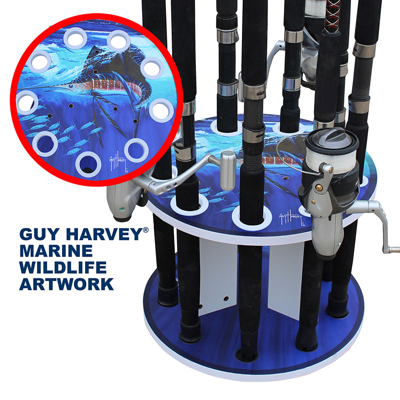 Guy Harvey Sailfish Spinning 9 Fishing Rod Storage Rack - Rush