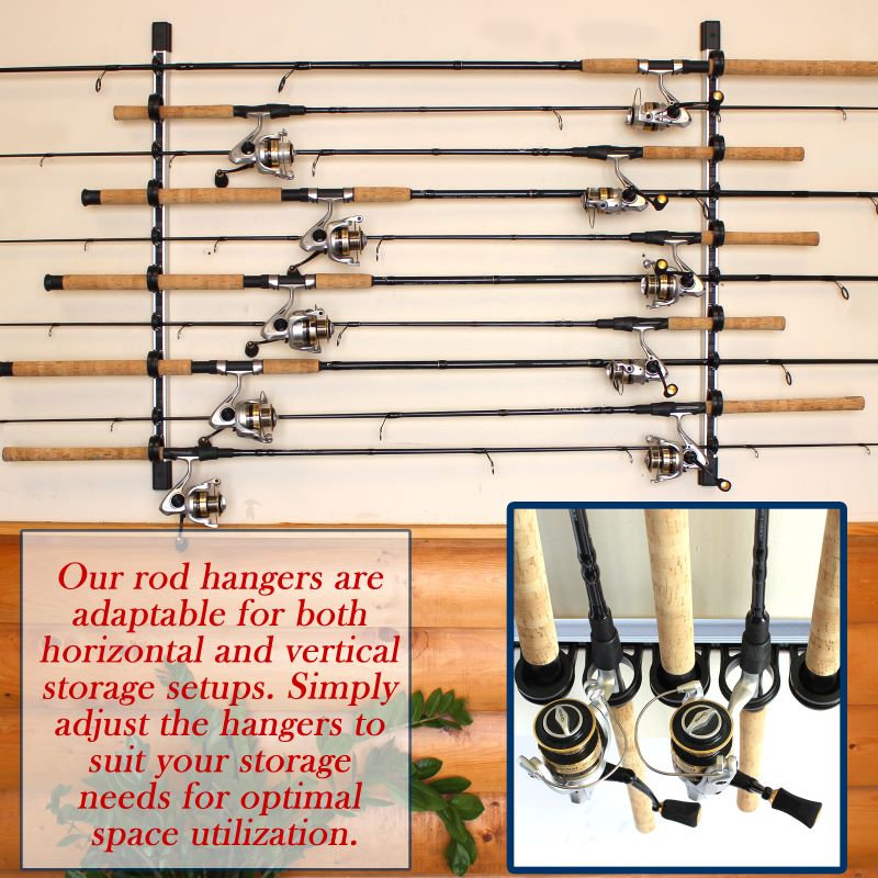 Wall Mounted Fishing Rod Holder 10-Position Fishing Rod Storage Rack Wall  Fishing Pole Holder
