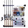400014 Fishing rod and tackle storage garage wall with pegboard organizer & fishing rod holder for rods, reels and tackle boxes.