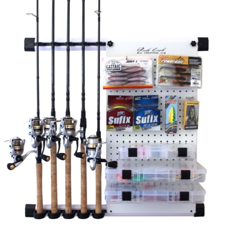 Rush Creek Creations No Limit 5 Fishing Rod and Tackle Storage Rack –  Innovative Design for Fishing Pole Rod and Reel Combos – Great for Garage  Fishing Rod and Tackle Accessory Storage Organization - Rush Creek Creations