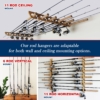 Rush Creek 11-rod rack mounted on wall, showing dual wall-or-ceiling mount design