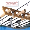 Eleven fishing rods loaded in Rush Creek 3-in-1 wall and ceiling rod rack