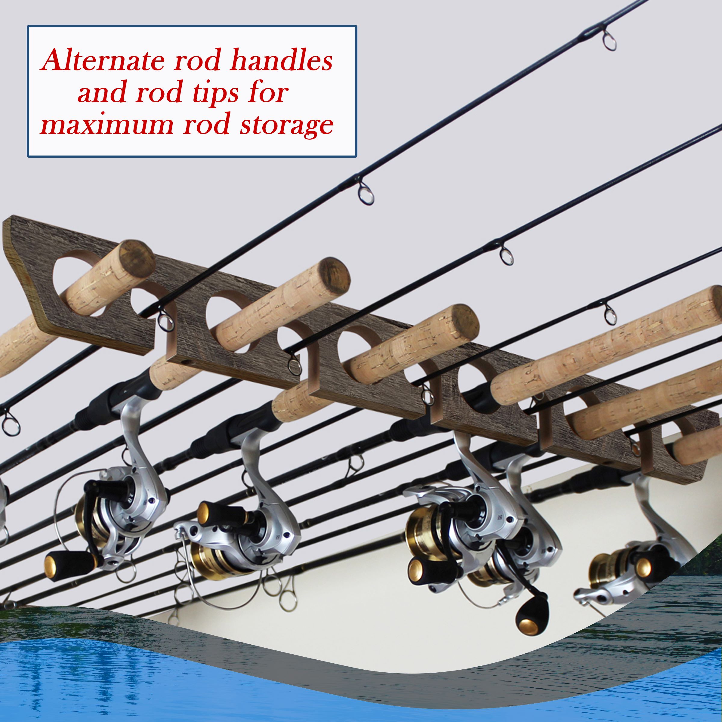 Boat Fishing Rod Vertical Horizontal Storage Rack Wall Mounted