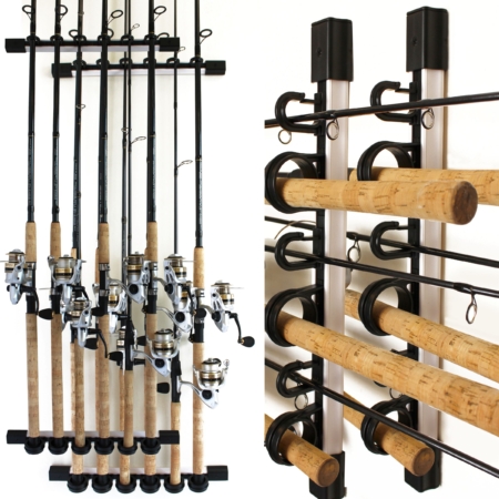 Buy FISHINGSIR Wood Fishing Rod Holders for Garage with Wheels