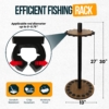 Water resistance fishing pole holder rack and round base, center post with dimension.