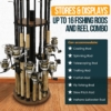 Fishing pole holder hold up to 16 fishing rods and reel combo best for display.