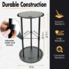 383034 2 Adjustable fishing storage rack with dimensions shown and 360° rotation stored 17 rods.
